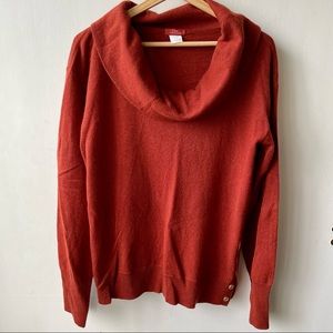 J. Crew Cashmere Cowl Neck Sweater Brick Red L